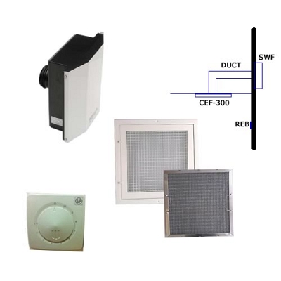 Kitchen Extract Grille with Grease Filter and External (high flow) Wall Fan