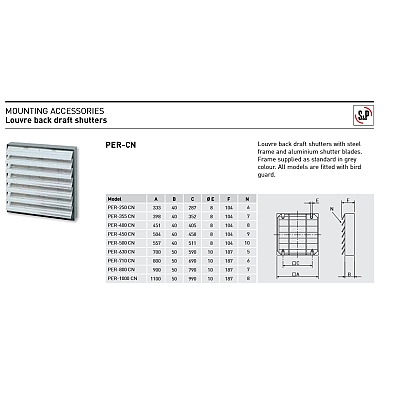 Aluminium Axial Fan Louvre Shutter - PER-CN 2